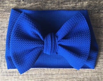 Royal Blue headwrap, Baby head wrap, Baby headband, Blue head wrap, Baby stretch wrap, Big bow headband, Blue Bow