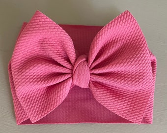Guava Headwrap, Baby head wrap, Baby headband, Guava Pink head wrap, Baby stretch wrap, Big Baby Bow, Big Bow Headband, Pink Headband