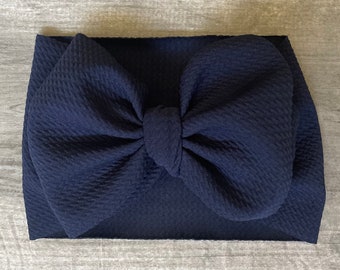 Navy blue headwrap, Baby head wrap, Baby headband, Navy head wrap, Baby stretch wrap