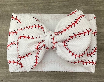Baseball Laces headwrap, Baby head wrap, Baseball headband, Infant Bow, Newborn bow, Big bow headband, Baseball bow, Newborn Headband