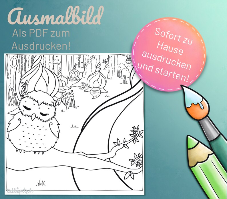 Coloring Picture enchanted Forest as a PDF to Print Out Yourself - Etsy