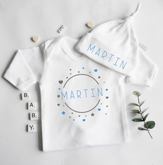 personalised baby grow and hat