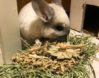 Chinchilla Toy, Fun Forage Basket, Chinchilla Hay Treat, Rabbit Treats, Guinea Pig Treats, Forage Toy