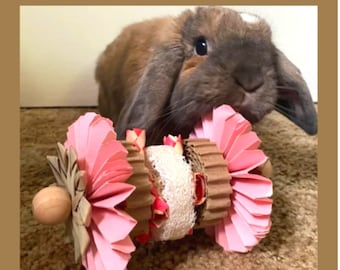 Jouets lapins pour lapins, mini déchiqueteuse, chignon à mâcher, cadeau maman pour les amoureux des lapins, cadeau d'enrichissement pour lapin, cadeau pour lapin domestique