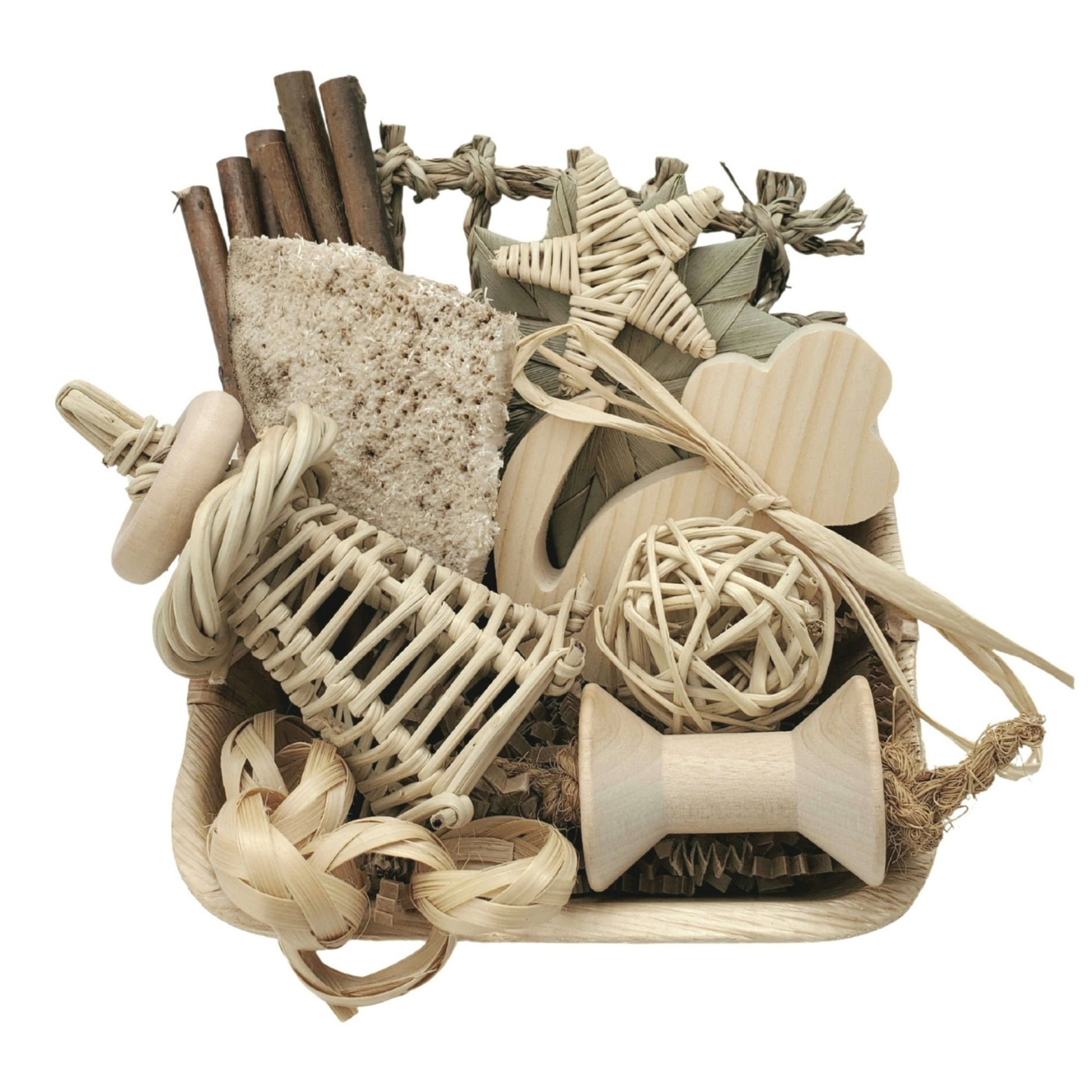 Natural Chews Gift Basket for Rats, Guinea pig, Chinchillas, Hamsters, Gerbils, Birds