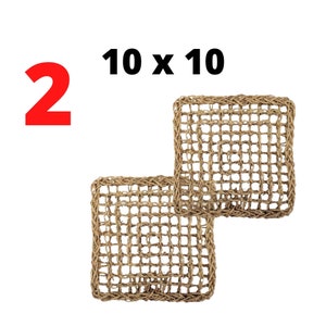 Rabbit Toys, Natural Seagrass Mat, 2 Pack, Chinchillas, Bird Toys, Bunny Enrichment