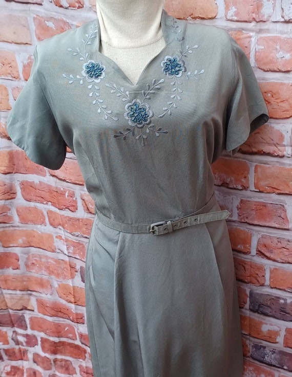 Classic vintage steel gray fancy dress. - image 3