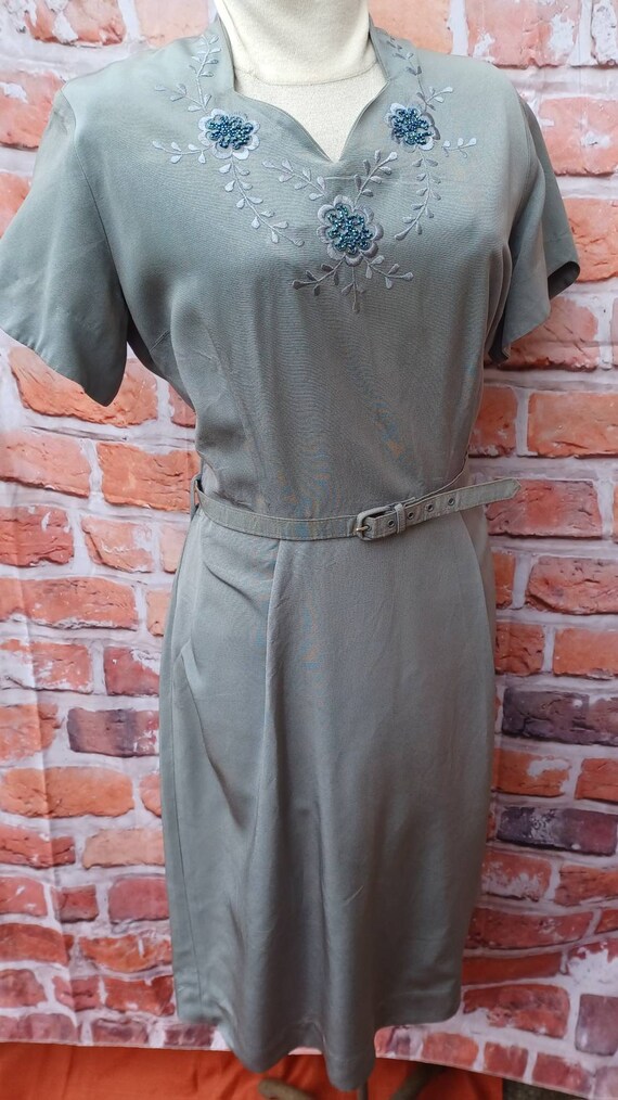 Classic vintage steel gray fancy dress. - image 5
