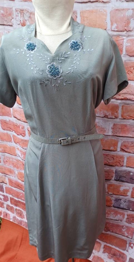 Classic vintage steel gray fancy dress. - image 2