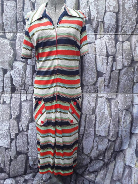 Fun and Funky Multi Colored Striped Polyester Dress Etsy UK