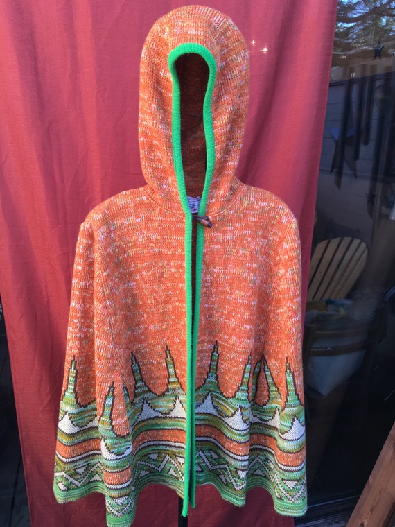 Vintage cape : 1970's tunic with hood - image 2