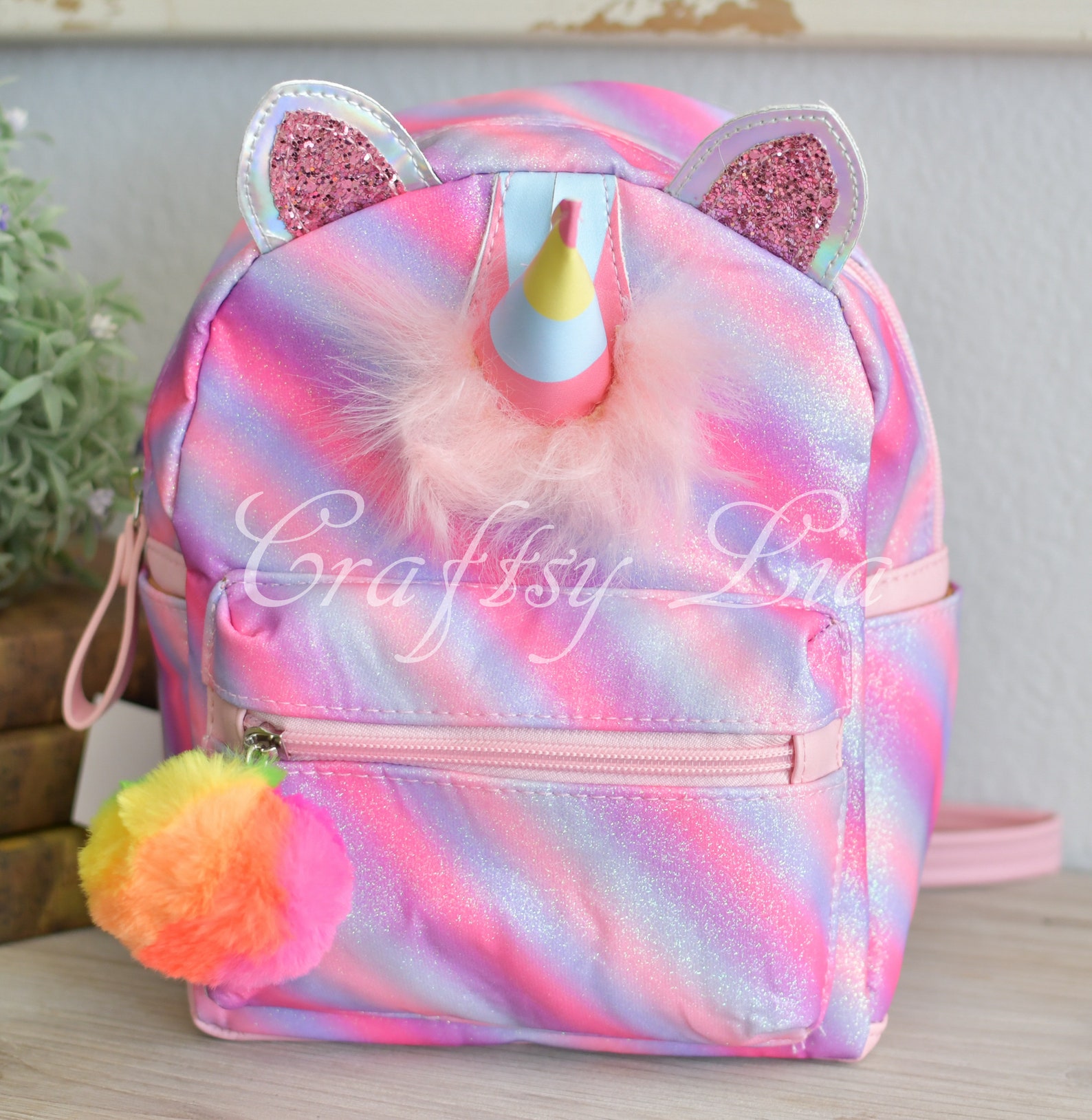 Unicorn Backpack Doll Plush Magical Rainbow Cartoon Rucksack Etsy