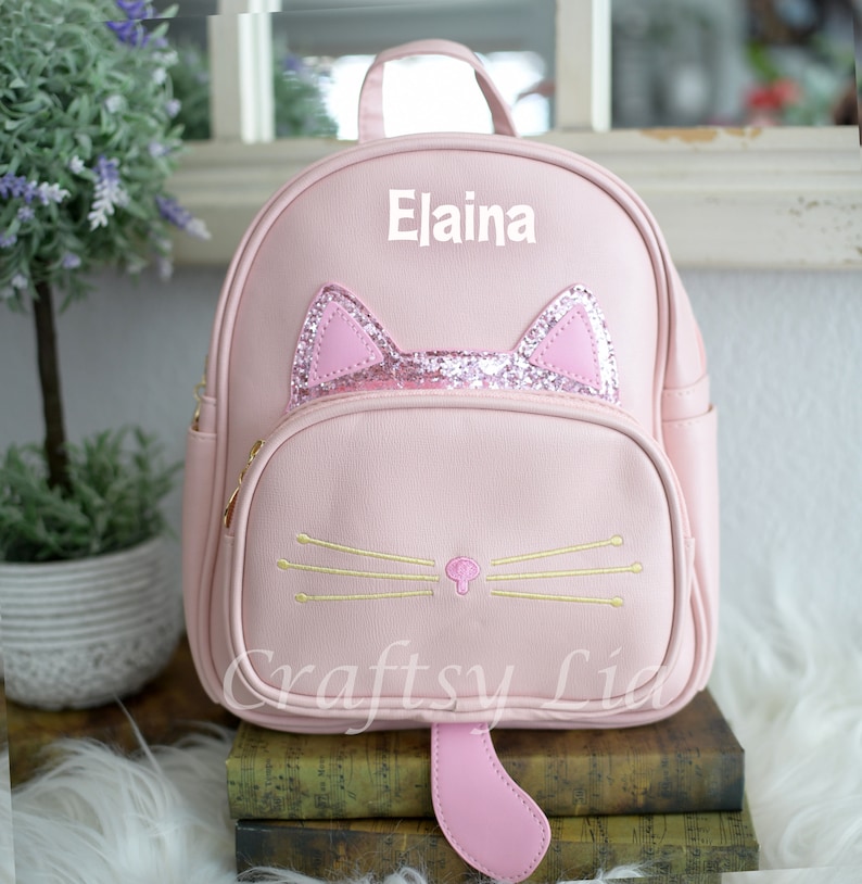 Personalized Kitty Cat Backpack Cute Custom Animal Ears Etsy