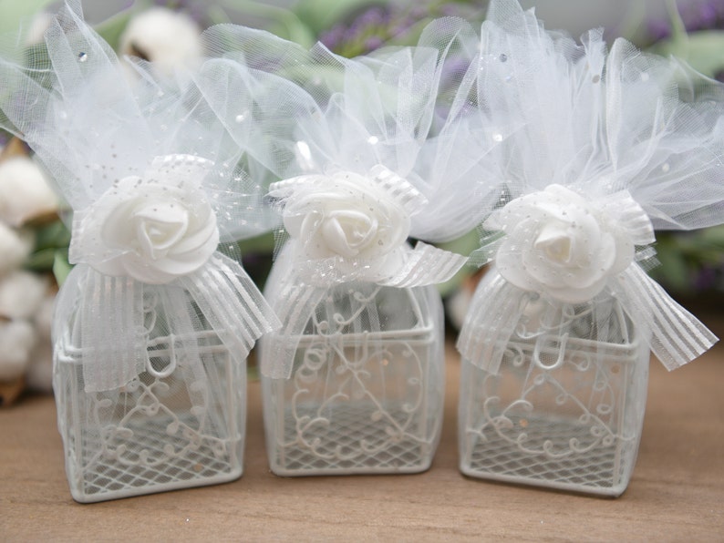12 Sliver Trinket Box Fillable Wedding Favors Table Decoration