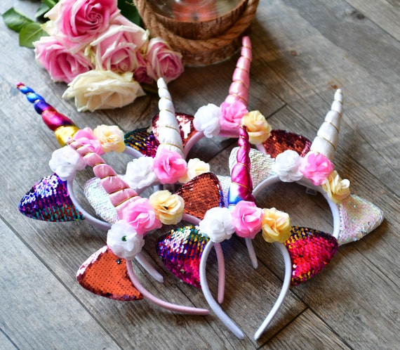 Rainbow Sequined Magical Unicorn Headband