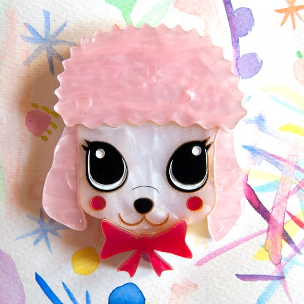 Frankie the Chubby Poodle Acrylic Brooch