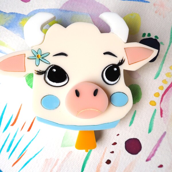 Delma the Dairy Cow Acyrlic Brooch