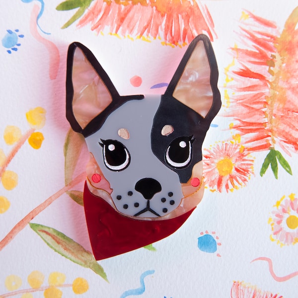 Blue the Australian Cattle Dog Acrylic Brooch