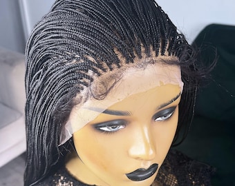 Micro Box Braided Wig, Lace Front Micro Box Braids for Black Women, Braid Wigs for Women, Handcrafted