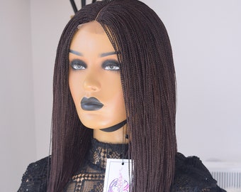 Pelucas trenzadas, microtorsiones, peluca trenzada, pelucas trenzadas para mujeres negras, peluca trenzada, torsiones senegalesas, pelucas de encaje trenzado, pelucas trenzadas, hechas a mano