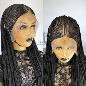 Full Lace Braided Wigs for Black Women Braided Wig Human Hair, Braided Wig  Frontal, Tribal Braids Wig, Box Braid Wig, Knotless Braids 