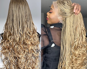 READY TO SHIP* French Curls Braided Wig Auburn Brown Tiny  display picture 3