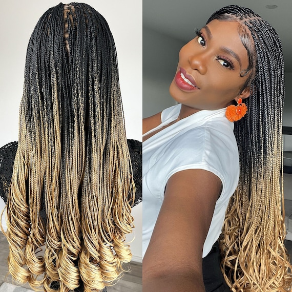 Braided Wig, Micro Braids Wig, Knotless Braids With Curly  display picture 3