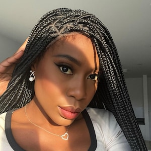 READY TO SHIP Braided Wigs, Lace Front Braided Wig, Knotless Braid Wig, Box Braids Wig, Braided Wig for Black Women, Handmade Wig, Lace Wigs