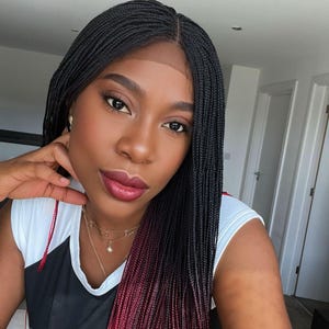 Pelucas trenzadas, peluca trenzada ombré, peluca trenzada sin nudos, peluca trenzada de caja, pelucas trenzadas para mujeres negras, peluca hecha a mano, pelucas de encaje