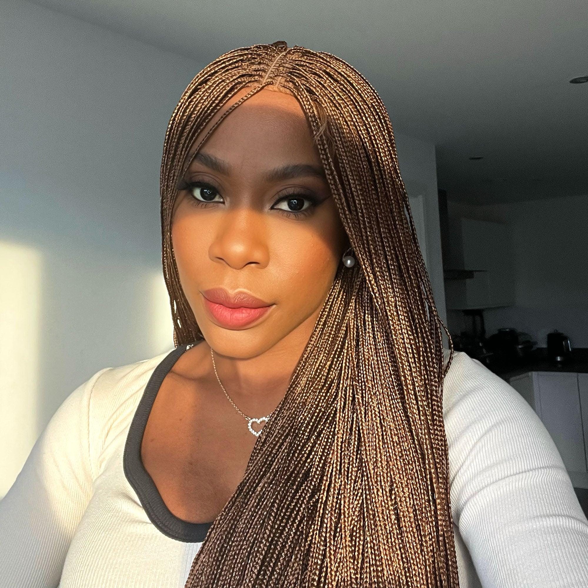 Lace Front Braided Wigs, Knotless Braids Wigs, Micro Braid Wig, Braided Wig for Black Women, Box Braided Wig, Lace Front Braid Wig, Handmade