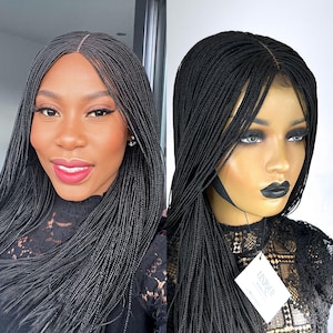 Box Braided Wig, Micro Braid Wigs, Braided Wigs for Black Women, Box Braid Wig, Short Braided Wig, Natural Looking Braid Wigs, Handmade