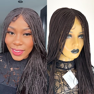 Braided Wigs, Braided Wig for Black Women, Micro Braids Wig, Box Braid Wigs, Short Braided Wigs, Lightweight Braided Wig, Handmade, Lace Wig