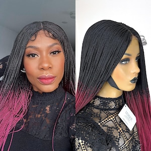 Braided Wigs, Micro Braids Wig, Braided Wig for Black Women, Micro Box Braided Wigs, Ombre Braided Wig, Box Braid Wig, Handmade, Lace Wigs