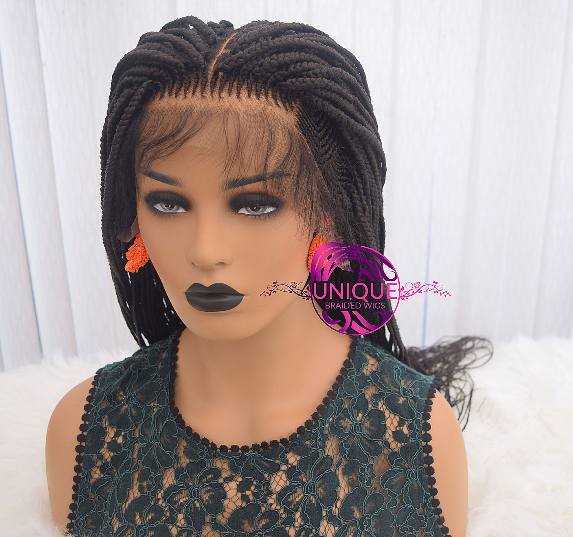 Braided Wig Cornrow Braid Wigs Lace Front Braid Wig Braided Etsy UK