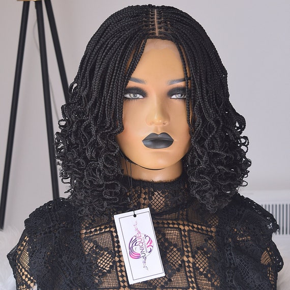 Short Curls Curly Box Braid Braided Lace Front Wig For Black Women