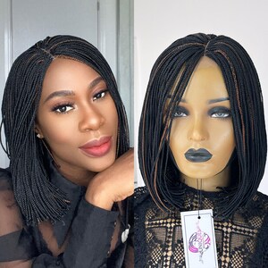 Braided Wig, Micro Braids Wig, Box Braid Wig, Braided Wigs for Black Women, Short Wigs, Bob Wigs, Box Braids, Handmade, Lace Braid Wigs