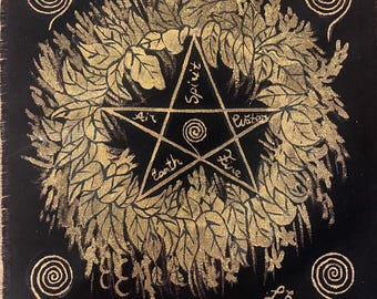 Altartuch Pentagramm, Tarottuch, Runentuch, Geschenk für Hexe, Ritualtuch, Altarläufer, Goldenes Pentagrammtuch, Wicca, Pagan, Altartuch