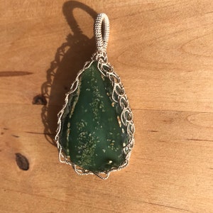 Green Serpentine Pendant - Handmade Sterling Silver Amulet - Unique Protective Jewelry