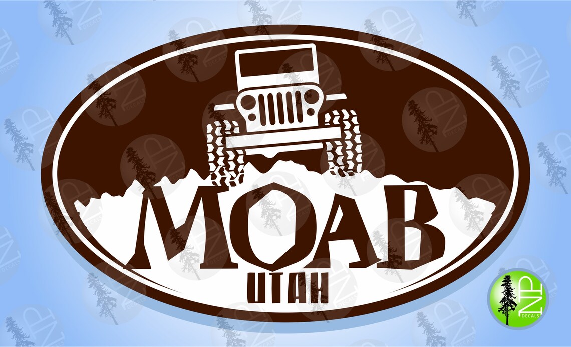 Moab Utah Oval Sticker - Self Adhesive Vinyl Decal With Bonus Flag