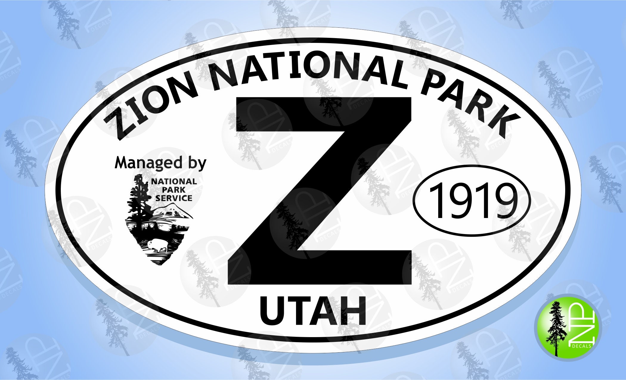 Zion National Park UTAH oval bumper sticker travel Etsy
