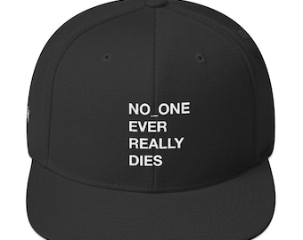 NERD NO_ONE Ever Really Dies logo embroidery Snapback Cap. Pharrell Williams, Chad Hugo & Shay Haley. N*E*R*D inspired