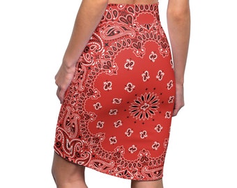 Red Bandana Women's Pencil Skirt