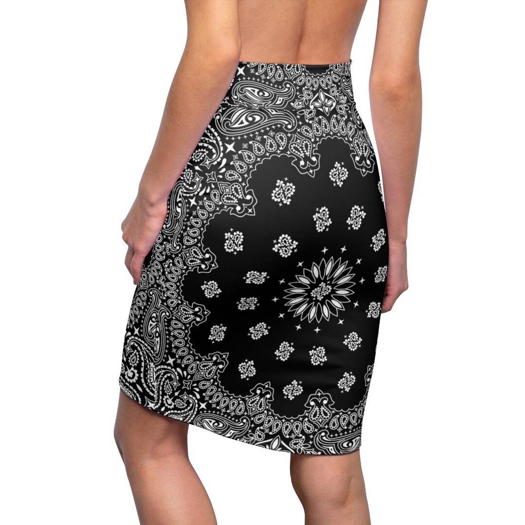 OG Black Bandana Women's Pencil Skirt Etsy