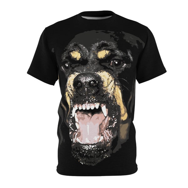 Rottweiler Face Tee: Capture Canine Intensity with this Aggressive, Bold Design for dog fans