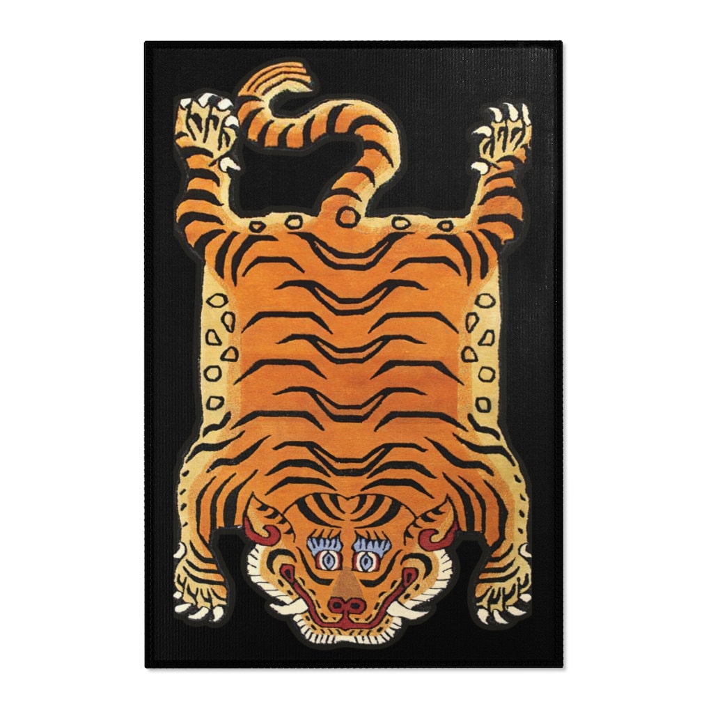 A Pair of Vintage Tibetan Tiger Rugs Size 2'8''x5' Each SUN