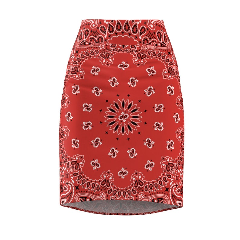 Red Bandana Women's Pencil Skirt Etsy