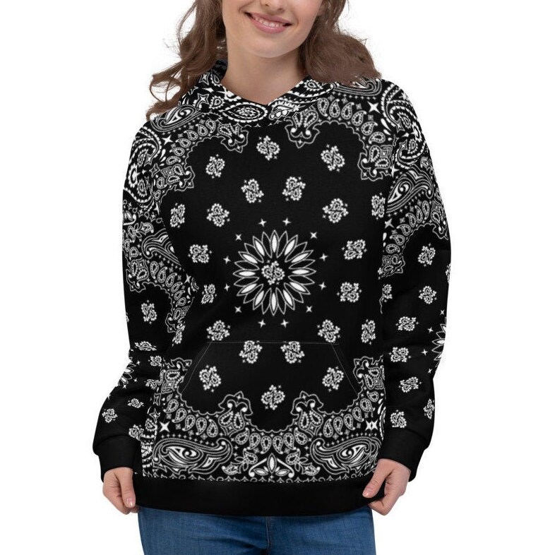 Black Bandana All-over Hoodie - Etsy
