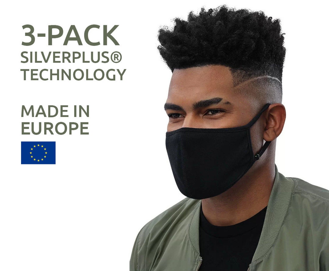 Unisex Ninja Plain Face Mask Black (3-pack) - Contains a
