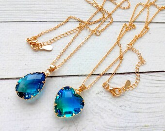Large Howl/'s Moving Castle Blue Crystal Necklace