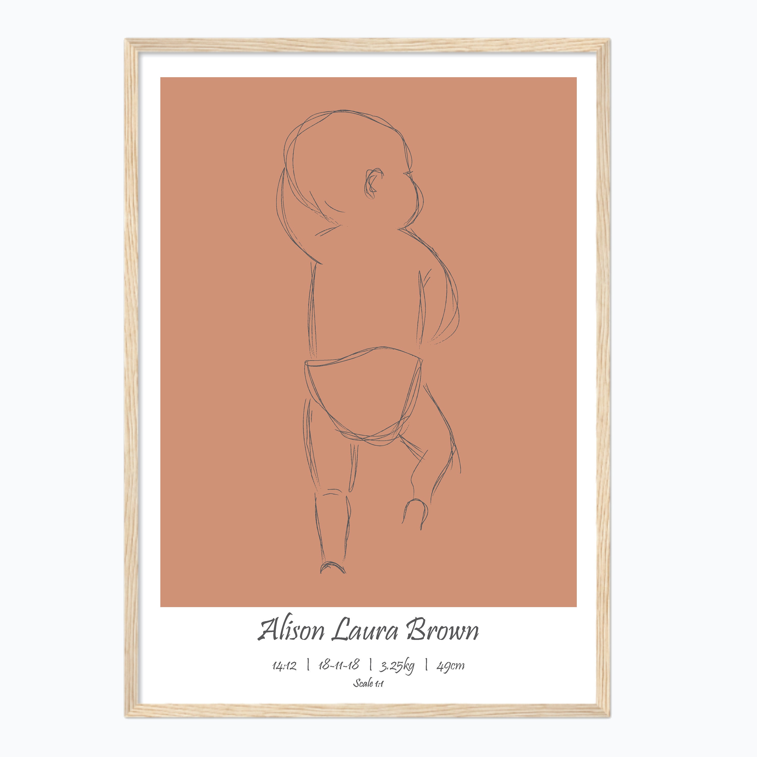 Birth Poster Personalised Tummy Time Scale 11 Birth Print Newborn